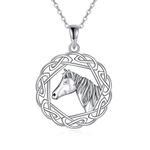 Horse Necklace 925 Sterling Silver Celtic Knot Necklace for Girls Celtic Horse Jewelry Gifts for Women