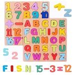 Wooden Alphabet Puzzles Set Alphabet Puzzle and Numbers Puzzles Board, Number Puzzle, Alphabet Letters, Wooden Alphabet Board, Alphabet Toys, Handmade Toys & Games for Family, Suit for Boys and Girls