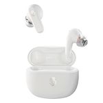 Skullcandy Rail In-Ear Wireless Earbuds, 42 Hr Battery, Skull-iQ, Alexa Enabled, Microphone, Works with iPhone Android and Bluetooth Devices - Bone/Orange Glow