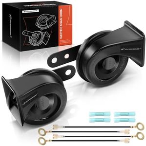 A-Premium Dual Snail Horn High Low Universal Electric Horns - 12V 110dB - Compatible with most Passenger Cars, Commercial/Off-Road Vehicles, Gas Cars, Electric Cars, Motorcycles & Trucks, 80 mm