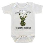 Witty and Bitty Daddy's Future Hunting Buddy Deer Antlers Camouflage Onesie/Bodysuit, White, 3-6 months