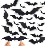 Halloween Bats Halloween Decorations|64PCS 3D Bat Wall Stickers Removable,H HOME-MART Bat Halloween Decoration for Girls Party Kids Children DIY Halloween Decor Bedroom Living Room Office