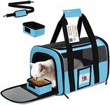 SECLATO Cat Carrier Dog Carriers Airline Approved for Small Dogs, Kitten, Carriers for Small Medium Cats Under 15lb, Collapsible Soft Sided TSA Approved Pet Travel Carrier-Blue
