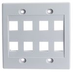 Keystone Wall Plate, White, 8 Hole, Dual Gang