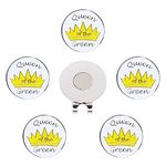 Eshan Golf Ball Markers Magnetic Hat Clips Set Golf Bag Accessories Gift for Men Women Golfer Fan (5 Ball Markers & 1 Hat Clip) (Queen)