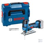 Bosch Professional 18V System GST 18 V-LI S Cordless Jigsaw (Rod Version, Cutting Depth in Wood/Alum./Metal: 120/20/8 mm, 3 Jigsaw Blades, Anti-Splinter Guard, excl. Batteries and Charger, in L-BOXX)