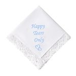 HOULIFE Embroidered Lace Wedding Handkerchief 60S Cotton White Hankies Personalized Embroidery Hanky for Bride Groom Wedding Day Gift, 32x32cm/12.6x12.6”