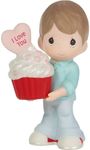 Precious Moments Valentine's Day Figurine | You Bake Me Happy Brunette Porcelain Figurine | Valentine's Day Gift & Decor | Hand-Painted (Boy)