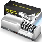 Knife Sharpener Electric for Kitchen - Kitchen Knife Sharpener 3-Stage - 15-Degree EdgeSelect Angle - Knife Sharpeners 100% Diamond Abrasive - Fast Sharpening, Repair, Restore, Polish.