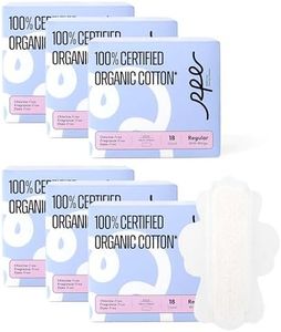 RPE Life 100% GOTS Organic Cotton Menstrual Pads with Wings, 108 Count