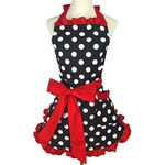 VALINK Lovely Sweetheart Retro Kitchen Apron Craft Polka Dot Cotton Cooking Vintage Apron Dress with Pocket for Woman Cook Chef Waiters Girls Cooking Catering Work Apron