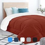 Equinox All-Season Crimson Red/White Quilted Comforter - Goose Down Alternative - Reversible Duvet Insert Set - Machine Washable - Hypoallergenic - Plush Microfiber Fill (350 GSM) Twin 68" x 86"