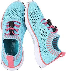 Girls Sneakers for Walking/Running/Camp/Aqua Water Sports, Lightweight Xdrain Beach Shoes | Machine Washable Aqua Blue/Pink 11 M US Little Kid