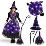 Spooktacular Creations Child Girl purple witch costume bat skirt for Halloween (Small (5-7yr))