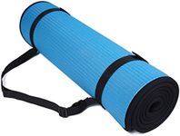 Signature Fitness All-Purpose 2/5-Inch (10mm) Extra Thick High Density Anti-Slip Exercise Pilates Yoga Mat with Carrying Strap Blue