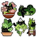 Cats Hidden in Potted Plants Enamel Pins Set, Cute Black Cat Pins for Women Kids, Animal Enamel Brooch Badges Pins for Bags Clothing, Enamel, enamel