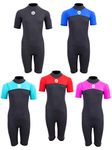 Two Bare Feet Kids Thunderclap 2.5mm Thick Neoprene Shorty Surfing, Swimming, Bodyboarding Wetsuit for Watersports (Medium, Aqua/Black)