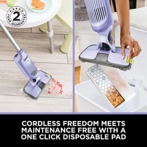 Shark VacMop 2-in-1 Cordless Hard Floor Vacuum Spray Mop – 6 Pads, 355ml Cleaner, Lavender