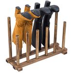 MyGift Rustic Solid Wood Freestanding Boot Rack Shoe Storage Stand in Burnt Wood Finish with 12 Tall Posts, Entryway Rain Boot Cowboy Boot Rack Organizer, Holds 6 Pairs