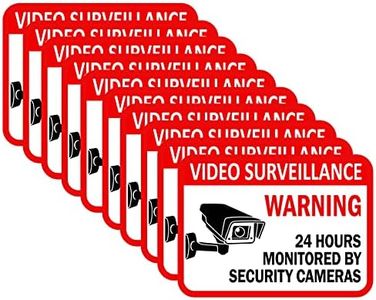 Video Surveillance Sign,10 Pack, 2.5" x 3.5", 4 Mil Sleek Vinyl Decal Stickers, Double-Sided, Weather Resistant Long Lasting UV Protected and Waterproof