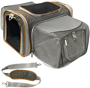 Mr. Peanut's Double Expandable Airline Approved Soft Sided Pet Carrier, Luxury Travel Tote with Premium Self Locking Zippers, Plush Faux Fleece Bedding with a Sturdy Plywood Base, 18LX10.4WX11 H
