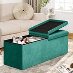 YITAHOME 43 Inches Folding Storage Ottoman Bench, Dutch Velvet Footrest with 35mm high Elasticity Sponge seat and Metal Frame for Sturdiness (Green)