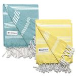 IndiHaus - Premium Large Cotton Towels For Bath (150Cm X 85Cm)|Soft,Absorbent&Comfortable Towels For Bath Large Size|Quick Dry Gym,Travel&Bath Towel [ Sunshine Yellow&Ocean Teal ,Set Of 2],250 TC