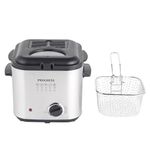 Progress EK5925P 1.5L Deep Fat Fryer – Removable Frying Basket with Detachable Handle, Adjustable Temperature Control, Non-Stick Cooking Bowl, Non-Slip Feet, Viewing Window, Compact Design, 840W