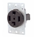 Leviton 278 30 Amp, 125/250 Volt, NEMA 14-30R, 3P, 4W, Flush Mounting Receptacle, Straight Blade, Industrial Grade, Grounding, Side Wired, Steel Strap (Black)