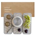 Dorai Home Dish Pad – Collapsible Kitchen Drying Mat – Wrapped in Silicone Webbing to Protect Dishes – Dries Instantly – Modern and Stylish – Minimal Design to Match Any Countertop – Sandstone