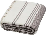 DEMMEX Certified Organic Turkish Cotton Beach and Bath Towel, Peshtemal Towel Blanket, Prewashed, Diamond Weave, 180x90cm (Coffee)