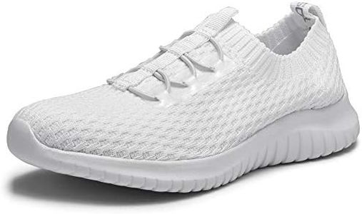 TIOSEBON Women's Ultralight Casual Fashion Walking Shoes Memory Foam Slip-On Sneakers 8 US White