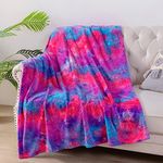 NEWCOSPLAY Super Soft Throw Blanket Deep Purple Rainbow Premium Silky Flannel Fleece Leaves Pattern Lightweight Bed Blanket All Season Use (Deep Purple Rainbow, Throw(50"x60"))