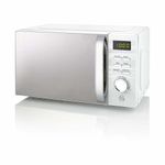 Swan 700W White Symphony LED Digital Microwave, 20L Capacity, 5 Microwave Power Levels, Defrost and Reheat Settings, 60 Minute Timer and Digital Display, SM22038LWN