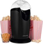 Andrew James Popcorn Maker Machine, Healthy Air Popper, Popcorn Machine with 8 American Cinema Style Boxes, 1200W, Black