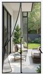 Sunolga 38 x 97 Inch Magnetic Screen Door, Fits Doors Size 36 x 96 Inch, Reinforced Polyester Screen Door Mesh with Full Frame Hook & Loop, Door Screen Magnetic Closure for Hands-Free