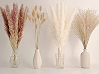 65PCS Artificial Pampas Grass Decor, Including pompas Floral, Reed Dried Grass and Bunny Tails Dried Flowers, Natural Dried Pampas Grass Bouquet for Boho Decor Wedding, Home Decoration