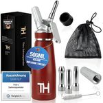 Thiru Cream Dispenser with Toolbox - Syphon for Whipped Cream, Espuma & Hot Food - Includes eBook & 3 Stainless Steel Nozzles - Tested for 100 Days (Red)
