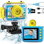 GKTZ Kids Waterproof Camera - 180 Rotatable 20MP Children Digital Action Camera Underwater Sports Camera, Birthday Gift Toys for Boys 3 4 5 6 7 8 9 10 Year Old with 32GB SD Card (Blue)