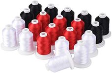 Simthread Embroidery Machine Thread Kit 800Y 21 Spools Black White and Red Colors for Professional Embroidery Design