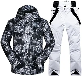 Men Ski Jacket Ski Pants Winter Warm Windproof Waterproof Outdoor Sports Snowboarding Ski Coat Trousers Ski Suit, heiyanhua+WT 2XL