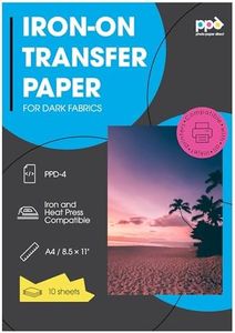 PPD Iron on Transfer Paper for Dark Fabric Compatible with Inkjet Printer, 8.5 x 11 Printable T Shirt Heat Transfer Papers, Custom Print Photo, Durable, Flexible & Machine Washable (10 Sheets)