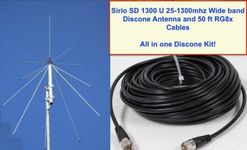 Sirio SD 1300 Discone Antenna 25 MHz - 1.3 GHz with 50ft RG8x Coax