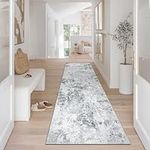 Homcomodar Abstract Runner Rug for Hallway 65x220cm Non Slip Long Modern Rugs Washable Kitchen Rug Runner Faux Woolen Floor Carpet Runner Bedroom Rug for Laundry Besides