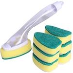 Washing up Sponge with Liquid Handle, Dishmatic Washing up Brush with 7 Replacement Refill Sponges Head Non Scratch Soap Dispensing Dish Brush for Kitchen