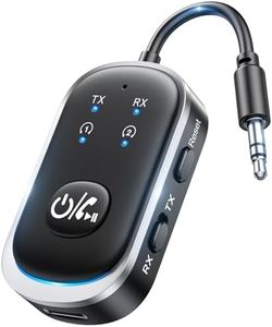 RIWUSI 2 in 1 Bluetooth Transmitter Receiver, Wireless Bluetooth 5.3 Adapter - Dual Pairs for AirPods, All Headphones, Use with 3.5mm Aux Audio Jack on Airplane, Home/Car Stereo, Gym, iPad/Tablets