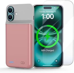 Battery Case for iPhone 16 Plus, Ultra-Slim 7000mAh Portable Extended Charging Charger Case [2025 Upgraded] w/Tempered Glass Film for iPhone 16 Plus (6.7inch), Pink
