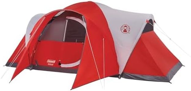 Coleman Bristol 8-Person Camping Tent with Modified Dome & Hinged Door, Red with Grey Accents