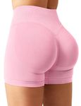 YEOREO Women Workout Gym Impact Shorts Hidden Scrunch Butt Lifting 3.6"/4.5"/6" Seamless Shorts, Pink, Small