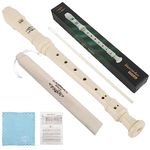 Glory Soprano Recorder Instrument for Kids Beginner, German Fingering C Key Recorder Instrument,Beige